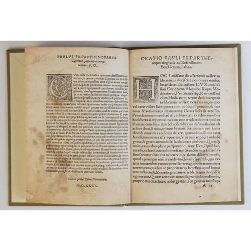 215 - Paul Fr. Parthenopaeus, ORATIO PAULI FR. PARTHENOPAEI DE GRATIA AD ILLUSTRISSIMU SENATUM GENUEN HABI... 