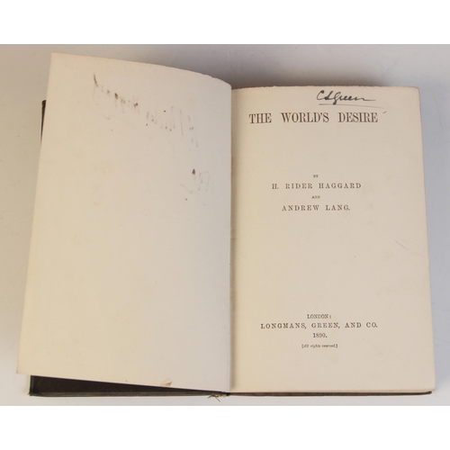 217 - Haggard (H.R.) & Lang (A), THE WORLD'S DESIRE, signed first edition, gilt titled cloth boards, signe... 