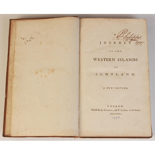 218 - Johnson (S), A JOURNEY TO THE WESTERN ISLANDS OF SCOTLAND, full leather, gilt decoration to spine, l... 