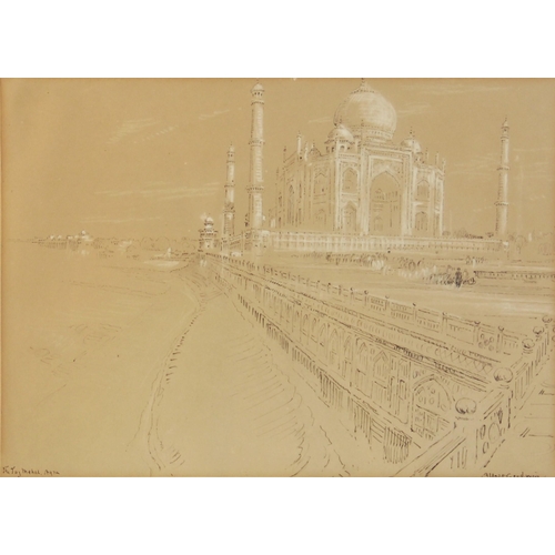 339 - Allan Goodwin,
‘The Taj Mahal, Agra’,
Pen, ink and chalk on paper,
Signed and titled lower edge,
25c... 