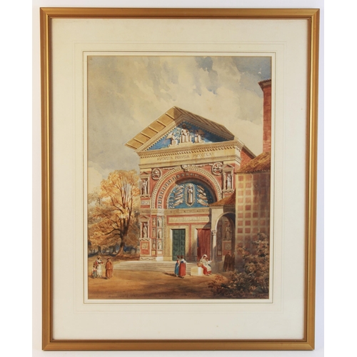 272 - Continental school (19th century),
A grand tour style architectural scene with figures,
Watercolour ... 