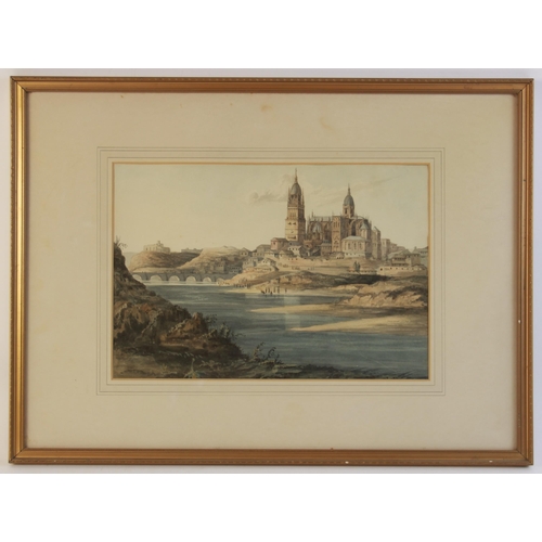 273 - Continental School (19th century),
A cathedral viewed from across a river,
Watercolour on paper,
Uns... 