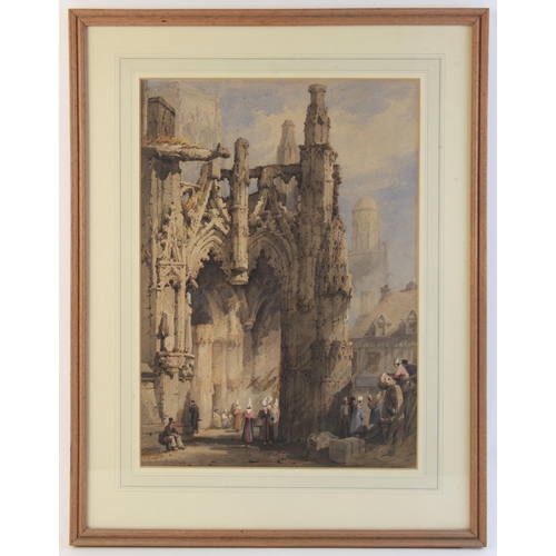 285 - Samuel Prout (British, 1783-1852),
The cathedral porch Schartres,
Watercolour on paper,
Signed with ... 