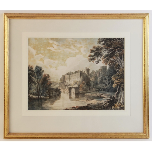 317 - Attributed to Paul Sandby (1725-1809), Warwick Castle,
Watercolour on paper,
Unsigned, label verso,
... 