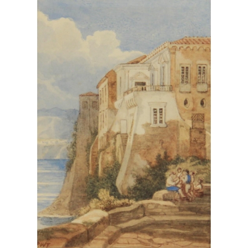 321 - Continental School (19th century),
Tasso’s House at Sorrento,
Watercolour on paper,
Initialled ‘FWT’... 