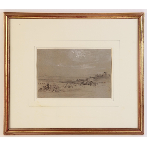 324 - Peter de Wint (1784-1849)
‘Harvest Time’ circa 1820,
Pencil and white chalk on paper,
Unsigned, labe... 