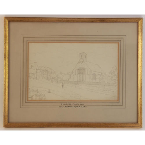 336 - Richard Cooper II (1740-1814), 'Groombridge Church, Kent',
Pencil on paper,
15.5cm x 24cm,
Framed an... 