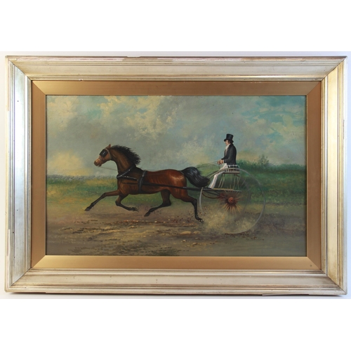 360 - Manner of John Frederick Herring Senior (1795-1865), 
A horse drawing a gig, 
Oil on panel, 
Unsigne... 