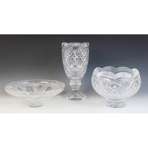 420 - A Waterford Crystal footed bowl, 20th century, with scalloped rim and fluted foot, etched maker's ma... 