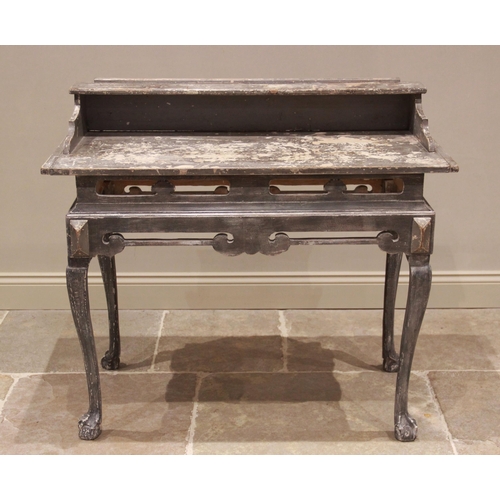 730 - A 19th century painted pine console table/washstand, possibly French, the galleried back above a rec... 