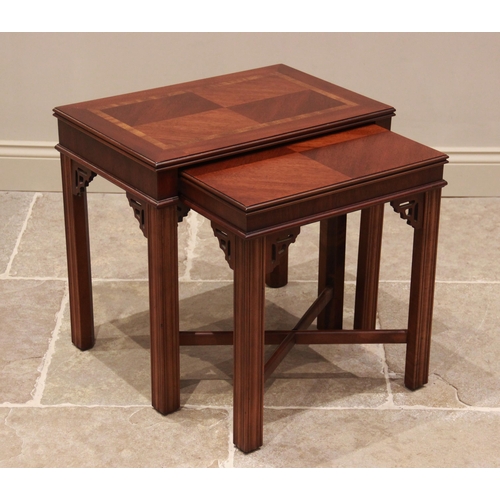 762 - Two graduated mahogany veneered lamp tables, by Lane Furniture, late 20th century, in the Chinese Ch... 