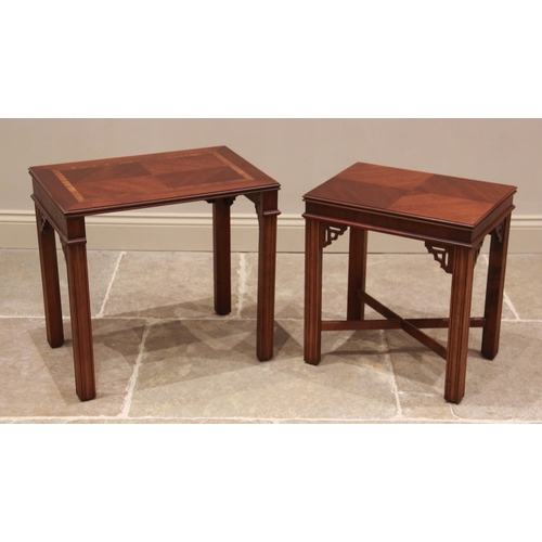 762 - Two graduated mahogany veneered lamp tables, by Lane Furniture, late 20th century, in the Chinese Ch... 