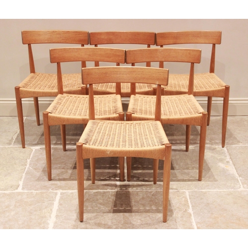 767 - Six Danish teak dining chairs by Arne Hovmand Olsen for Mogens Kold, mid 20th century, each chair wi... 