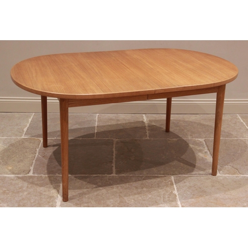 768 - A Nils Jonsson for Hugo Troeds Bjarnum teak 'Ove' design extending dining table, the oval top raised... 