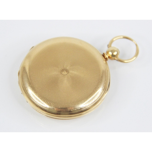 78 - A Victorian 18ct gold full hunter pocket watch, the circular white enamel dial with Roman numeral ma... 