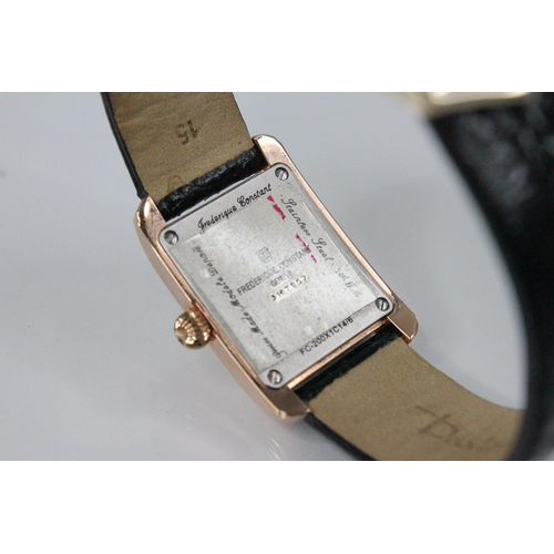 79 - A Ladies Frederique Constant Classics Carree Quartz wristwatch, the rectangular dial with Roman nume... 