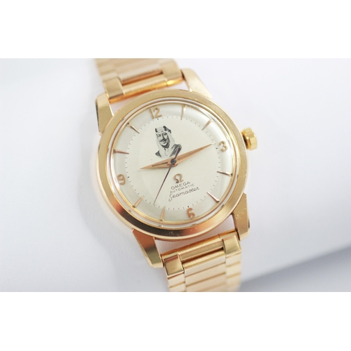 80 - An 18ct gold Omega Automatic Seamaster wristwatch, circa 1960, the champagne dial with gold toned Ar... 