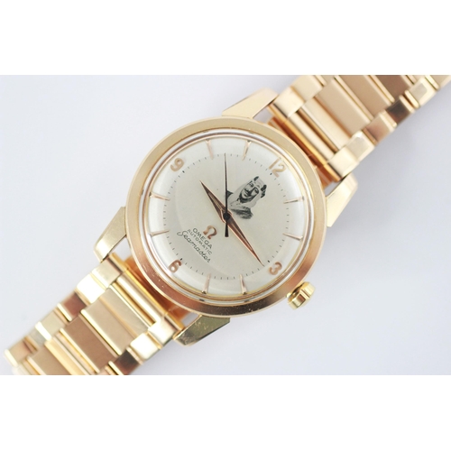 80 - An 18ct gold Omega Automatic Seamaster wristwatch, circa 1960, the champagne dial with gold toned Ar... 