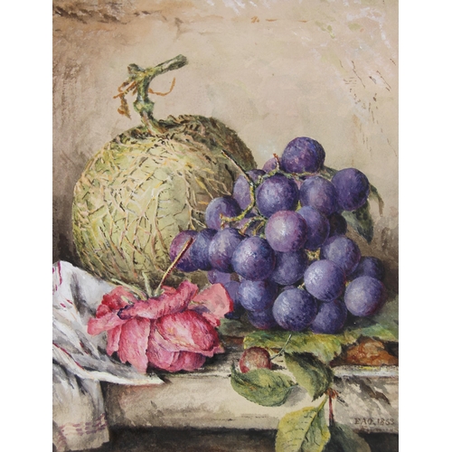 345 - Attributed to Georgiana Elizabeth Ormerod (British school, 19th century), 
Still life with grapes, c... 