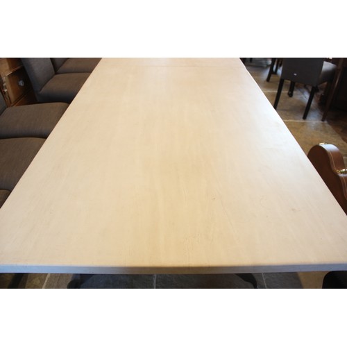 789 - A contemporary limestone topped dining table, of very large proportions, late 20th century, the lime... 