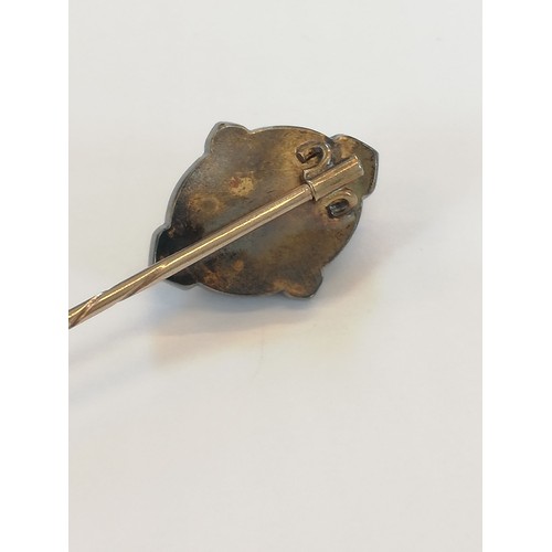 152 - A Victorian 'golden nugget' stick pin, the (untested) nugget measuring 20mm x 12mm, upon a gold colo... 