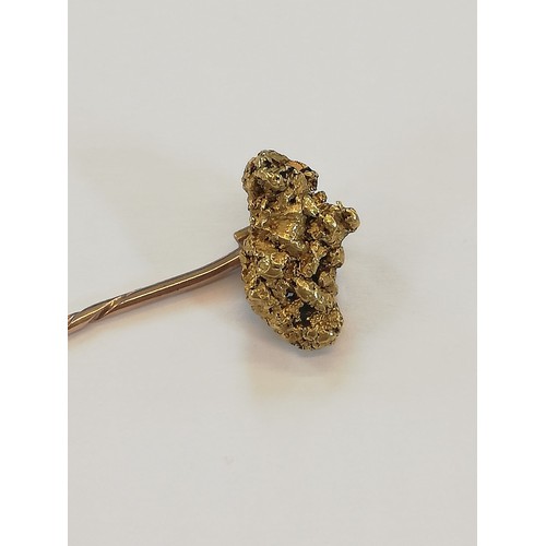 152 - A Victorian 'golden nugget' stick pin, the (untested) nugget measuring 20mm x 12mm, upon a gold colo... 