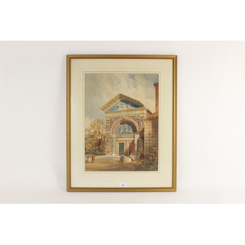 272 - Continental school (19th century),
A grand tour style architectural scene with figures,
Watercolour ... 