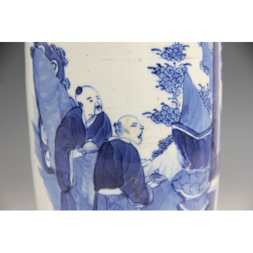 451 - A pair of Chinese blue and white vases, 19th century, each of baluster form and decorated to the ext... 