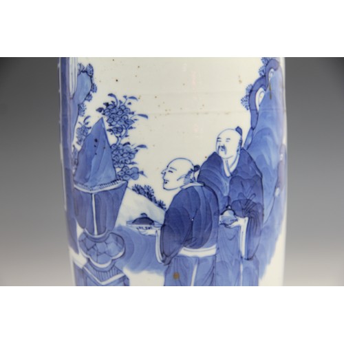 451 - A pair of Chinese blue and white vases, 19th century, each of baluster form and decorated to the ext... 