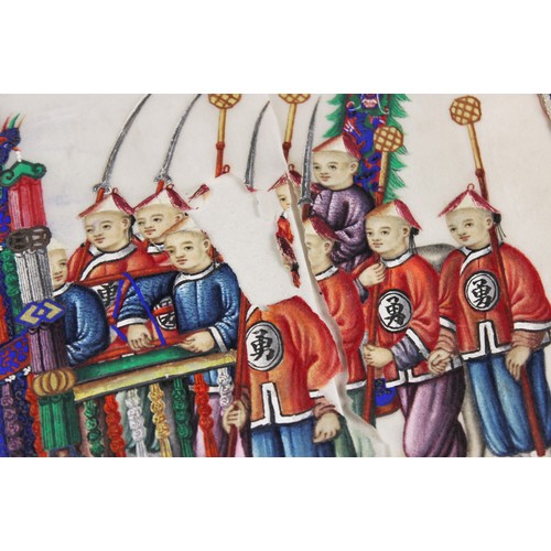 453 - Chinese school (19th century), 
A set of twelve gouache paintings, 
Depicting a variety of processio... 