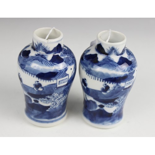 455 - A collection of Chinese porcelain blue and white wares, 19th century and later, comprising; a pair o... 