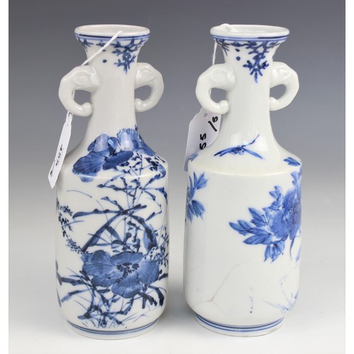 455 - A collection of Chinese porcelain blue and white wares, 19th century and later, comprising; a pair o... 