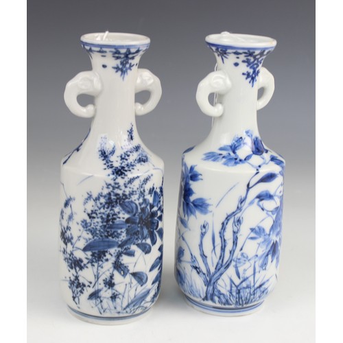 455 - A collection of Chinese porcelain blue and white wares, 19th century and later, comprising; a pair o... 