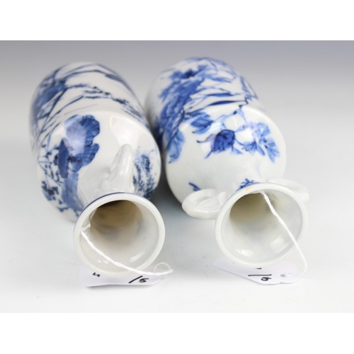 455 - A collection of Chinese porcelain blue and white wares, 19th century and later, comprising; a pair o... 