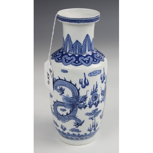 455 - A collection of Chinese porcelain blue and white wares, 19th century and later, comprising; a pair o... 