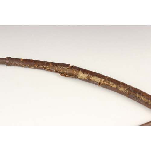 475 - Two West African Nigerian Ekoi or Keaka knives, a tribal whip with decorated brass handle and a Sout... 