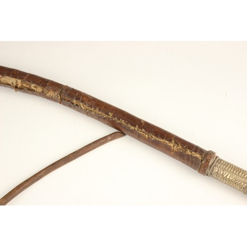 475 - Two West African Nigerian Ekoi or Keaka knives, a tribal whip with decorated brass handle and a Sout... 