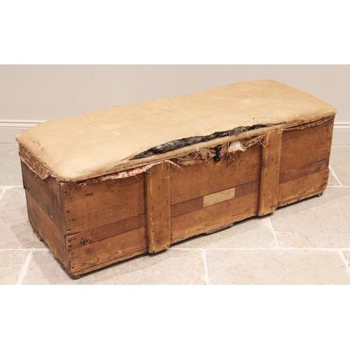 679 - A large Victorian ottoman constructed from a marble cargo container by D. Brucciani & Co of London, ... 