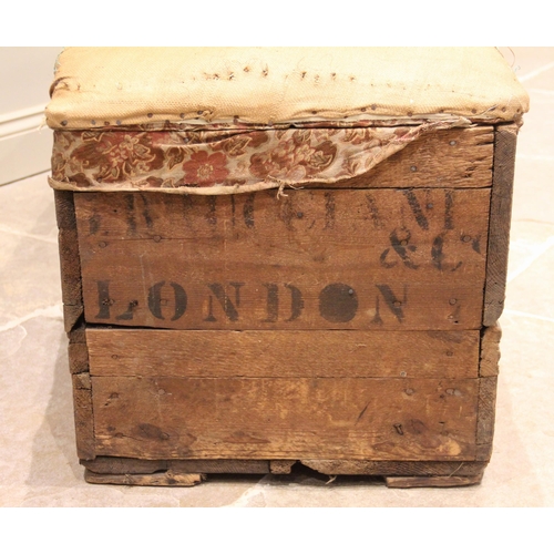 679 - A large Victorian ottoman constructed from a marble cargo container by D. Brucciani & Co of London, ... 