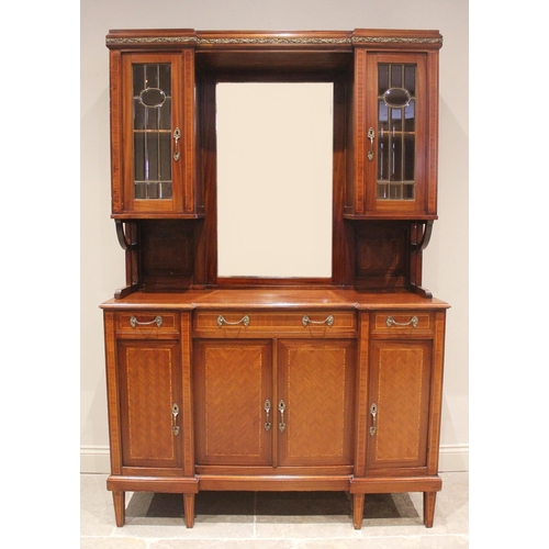 725 - A Louis XV style inverted breakfront mahogany mirror back chiffonier/sideboard, early 20th century, ... 