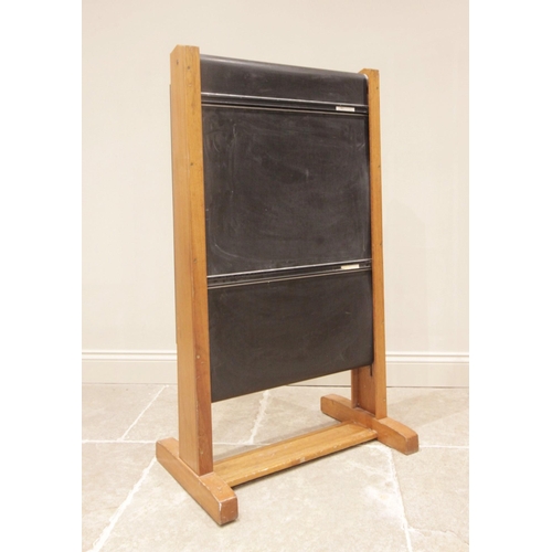 744 - A mid-century school roller blackboard by 'Wilson & Garden, Kilsyth, Glasgow', the roller mechanism ... 