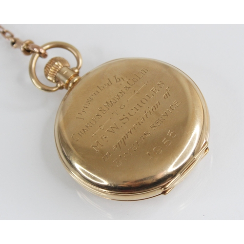 43 - A 9ct Vertex half hunter pocket watch, the white circular dial with Roman numerals and outer seconds... 