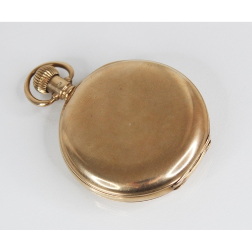 46 - A George V 9ct gold Waltham full hunter pocket watch, the white enamel dial with Arabic numerals and... 