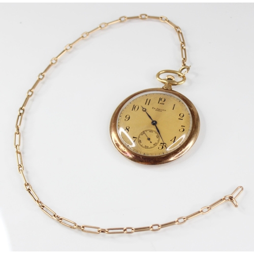 50 - An Art Deco pocket watch, the champagne dial marked for 'Ed. Jaeger Paris', with Arabic numerals and... 