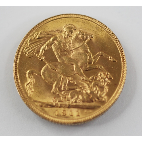 64 - A George V sovereign, dated 1911, weight 7.9gms