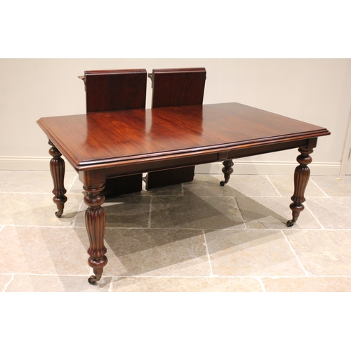 692 - A Victorian style mahogany dining table, late 20th century, the rectangular top with a moulded edge ... 