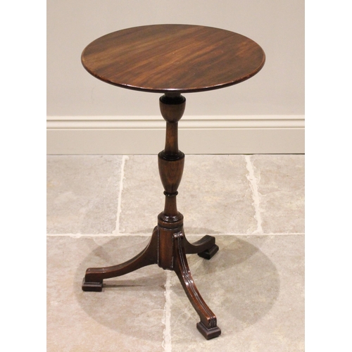 678 - A 19th century and later mahogany tripod table, the circular top on a baluster and cup pedestal, ext... 