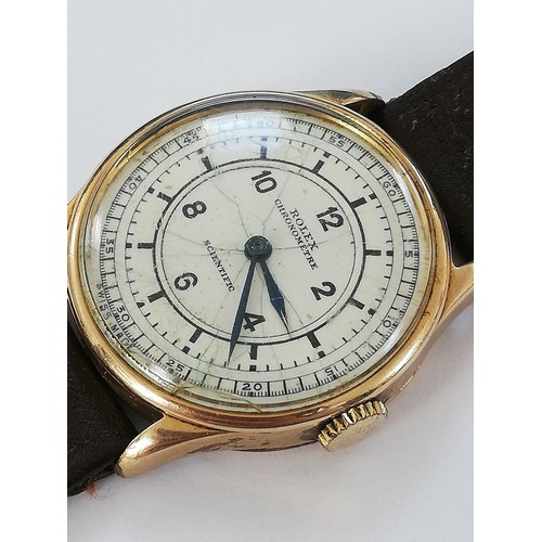 57 - A gentleman's Rolex Chronometre Scientific 9ct gold wristwatch, circular enamel dial with Arabic num... 