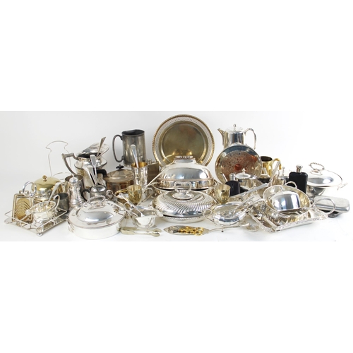 105 - A large quantity of silver plated, and silver coloured tableware and accessories, to include serving... 