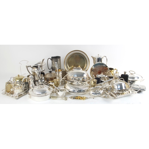 105 - A large quantity of silver plated, and silver coloured tableware and accessories, to include serving... 